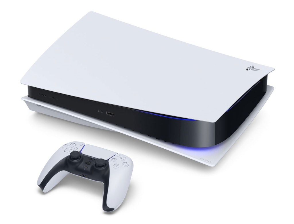 Sony PlayStation 5 with the optical disc drive and DualSense controller
