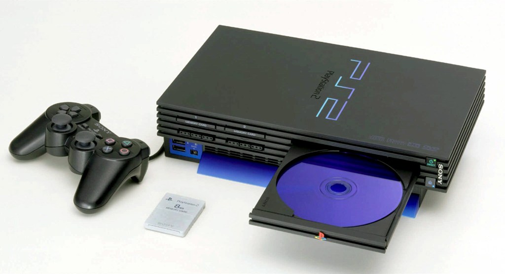 Sony PlayStation 2 with DualShock 2 controller and PlayStation Memory Card