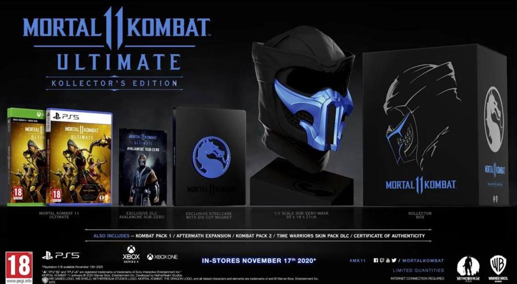 Mortal Kombat 11 Ultimate Kollector's Edition showing its contents.